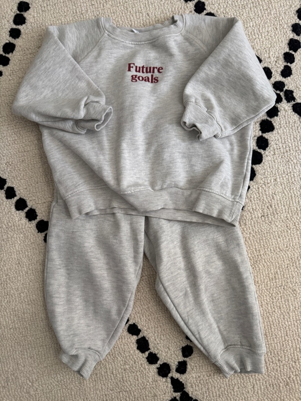 Zara Light Gray Sweatshirt & Joggers Set with Burgundy 'Future Goals'